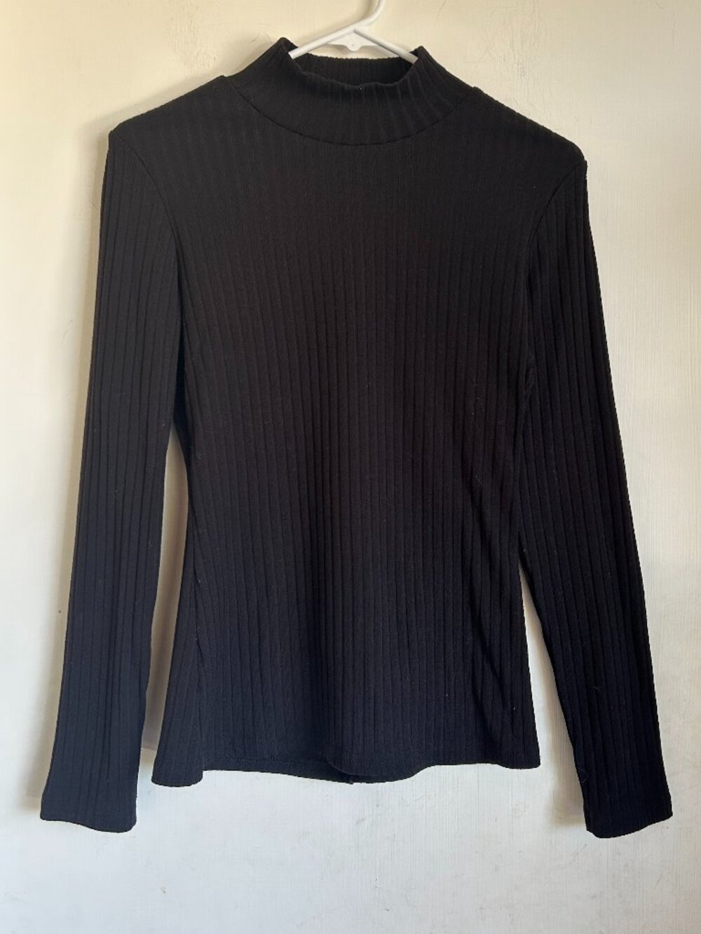 Ekouaer - Black Ribbed Turtle Neck Long Sleeve